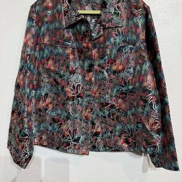 Chico's Metallic Floral Jacket Sz 3/XL - Picture 4 of 12